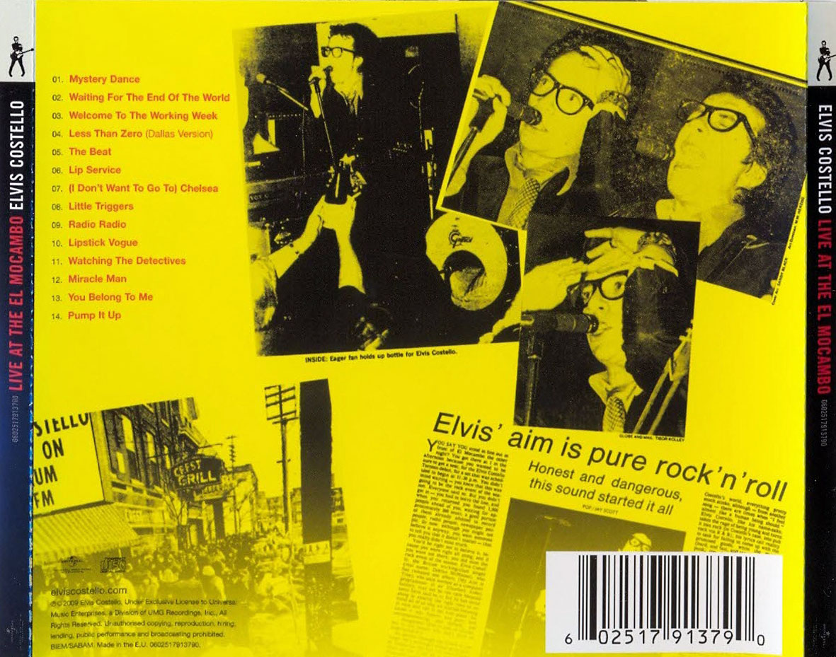 Elvis Costello  Live At The El Mocambo : Back